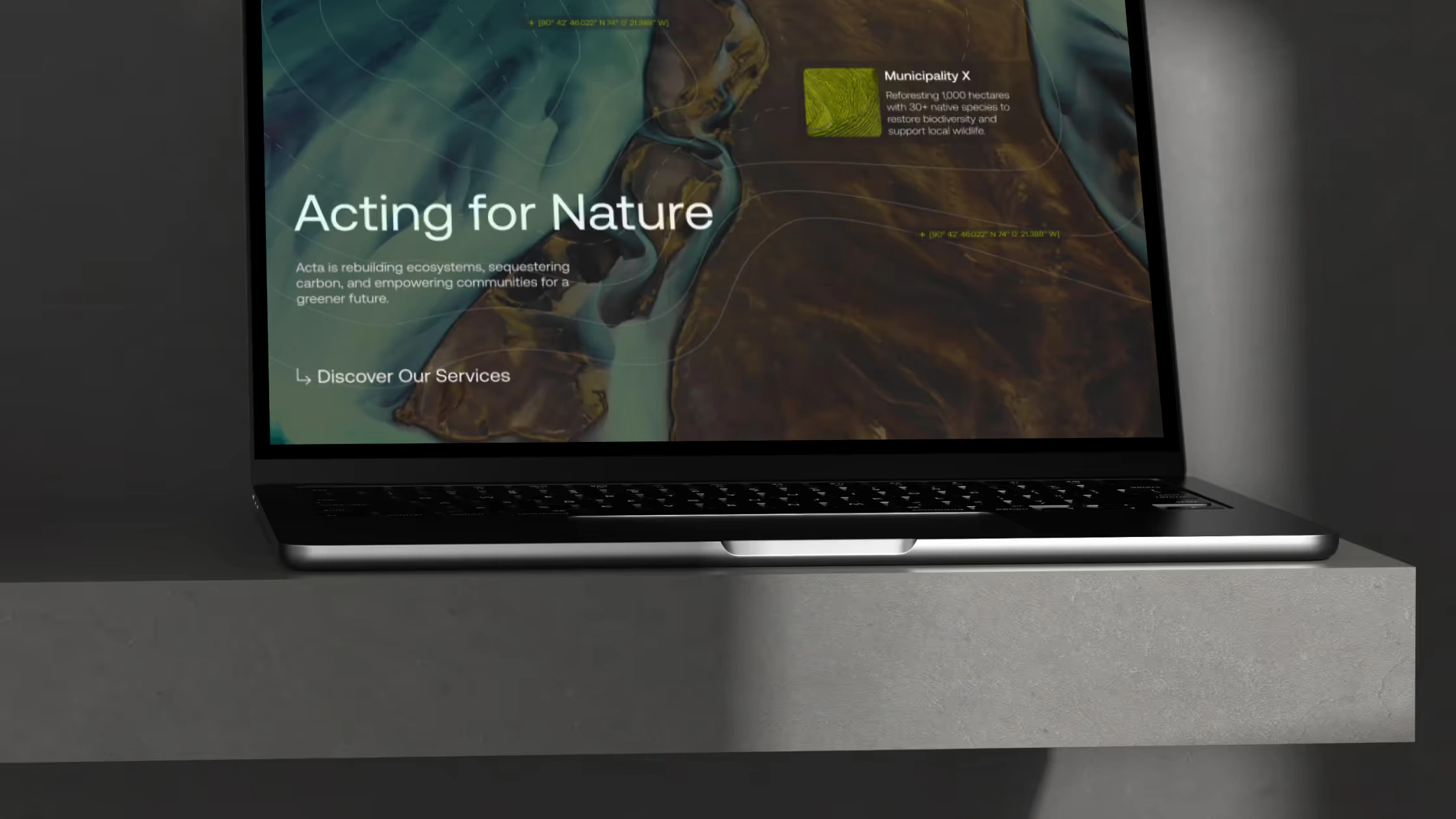 The Acta website on a laptop