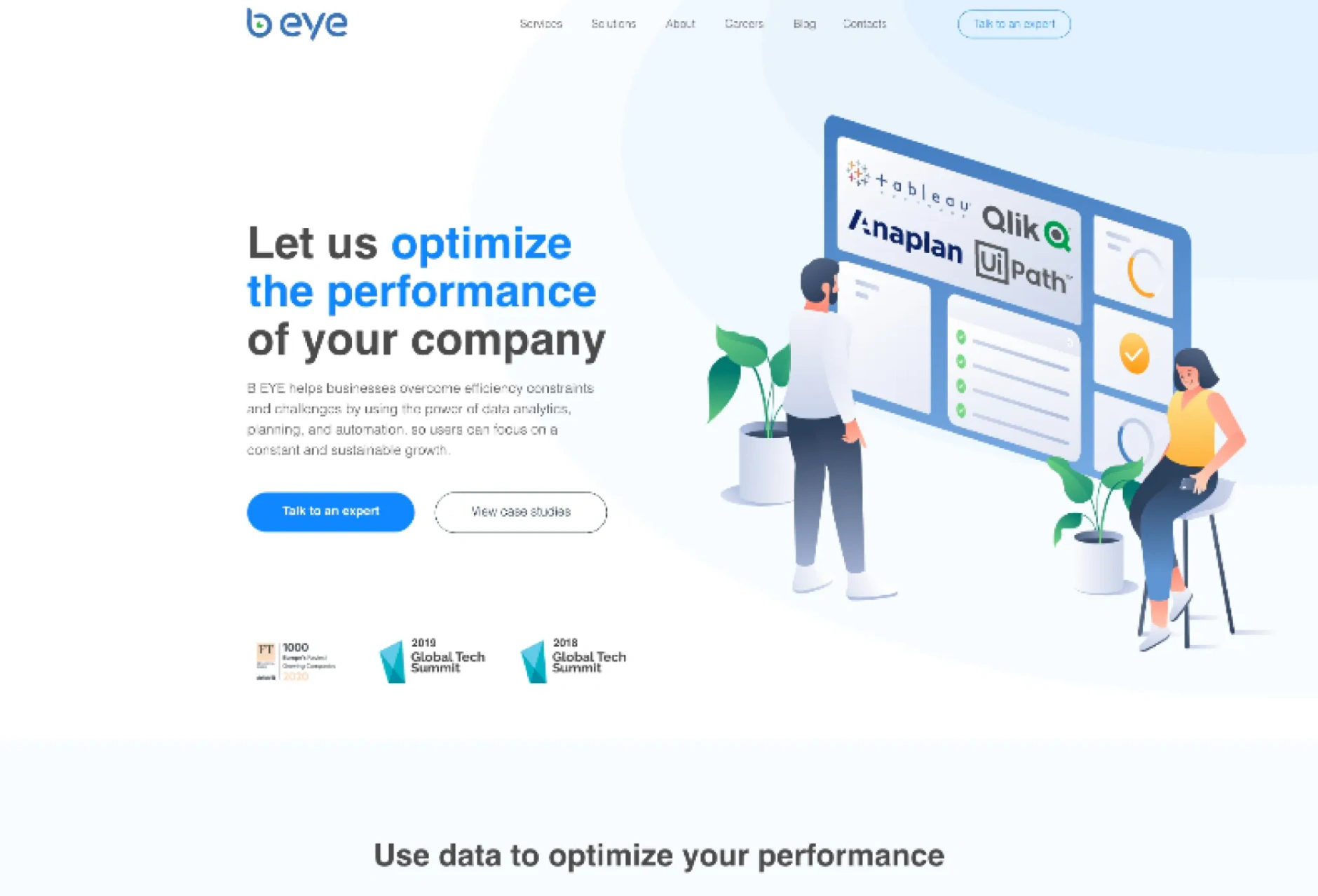 The B-Eye website after the redesign