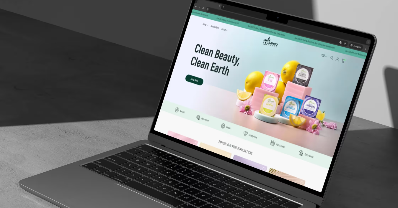 The BamboEarth website on a laptop