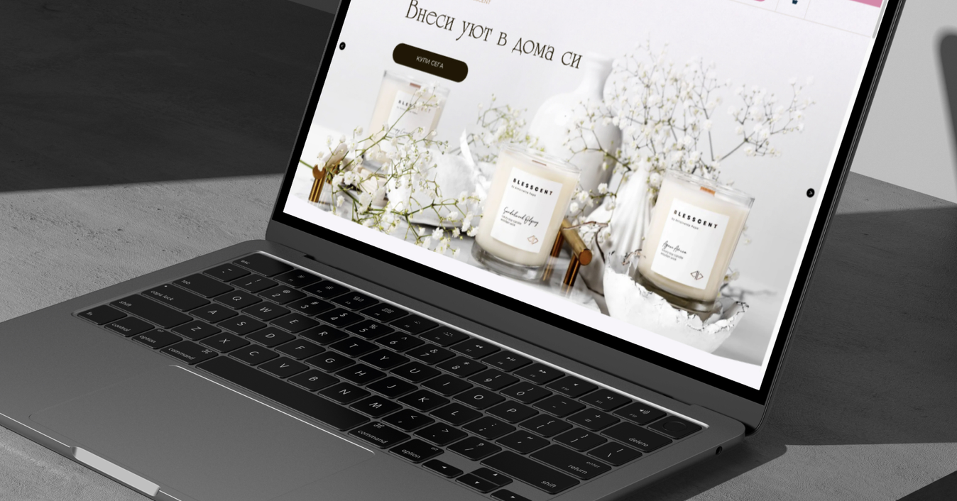 The Blesscent website on a laptop