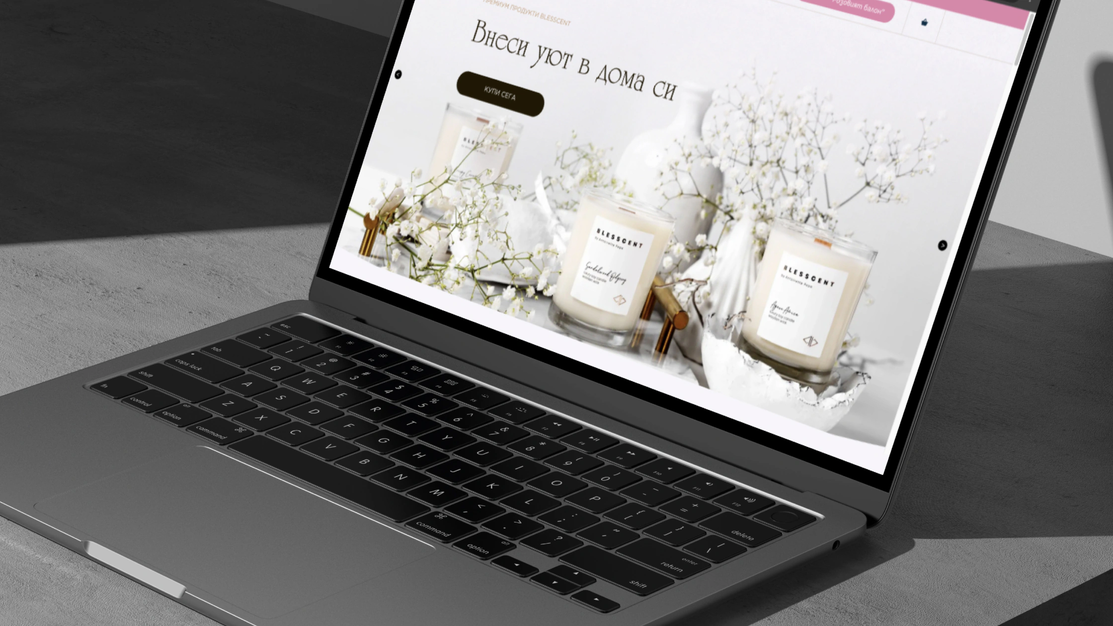 The Blesscent website on a laptop