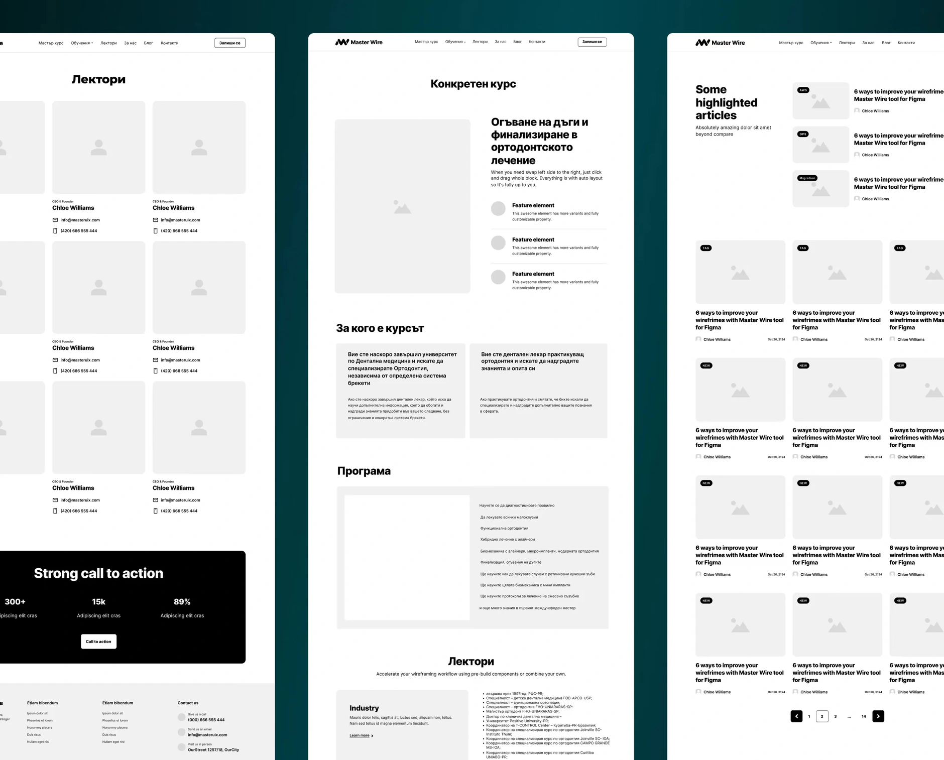 Dental Academy UX and Strategy: Wireframes