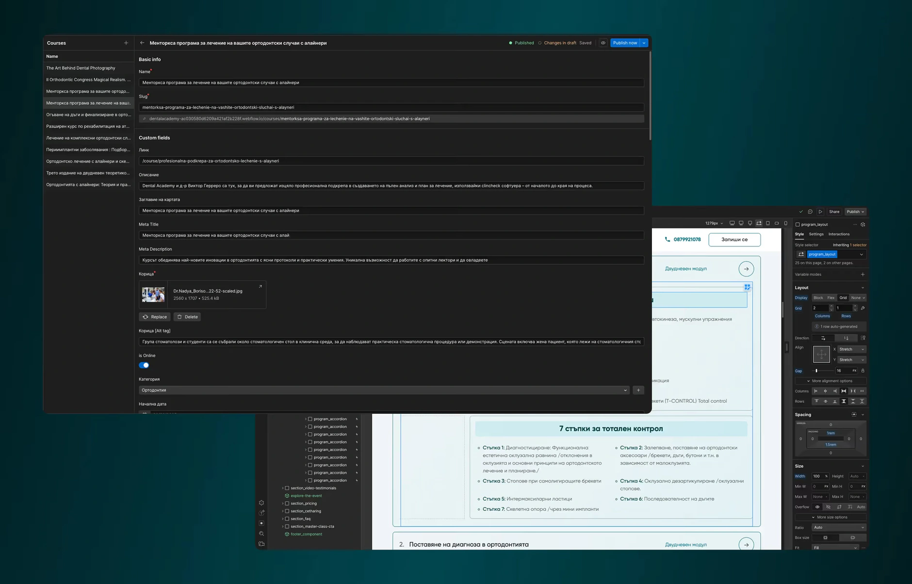 Dental Academy Webflow Development
