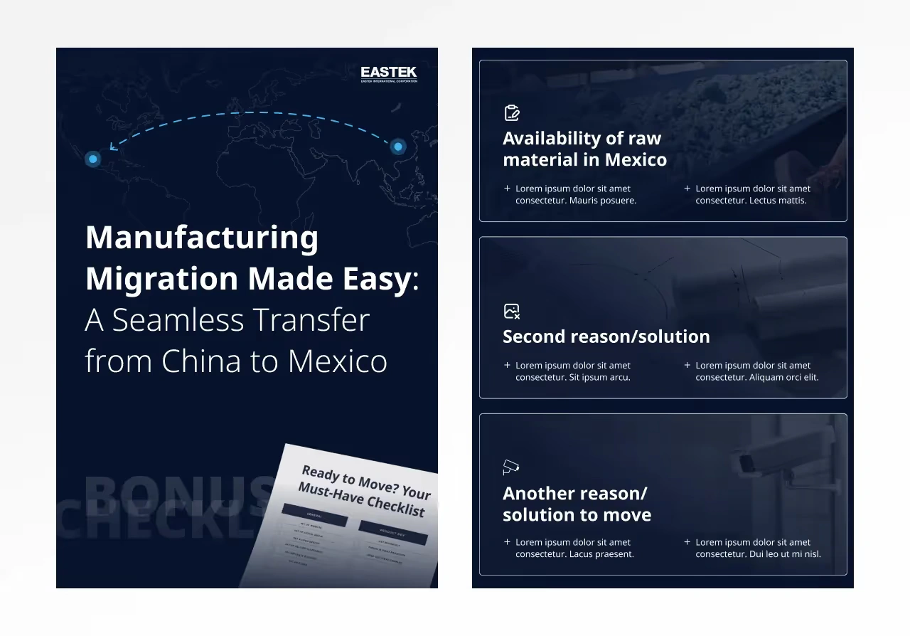 Eastek transfer from China to Mexico page