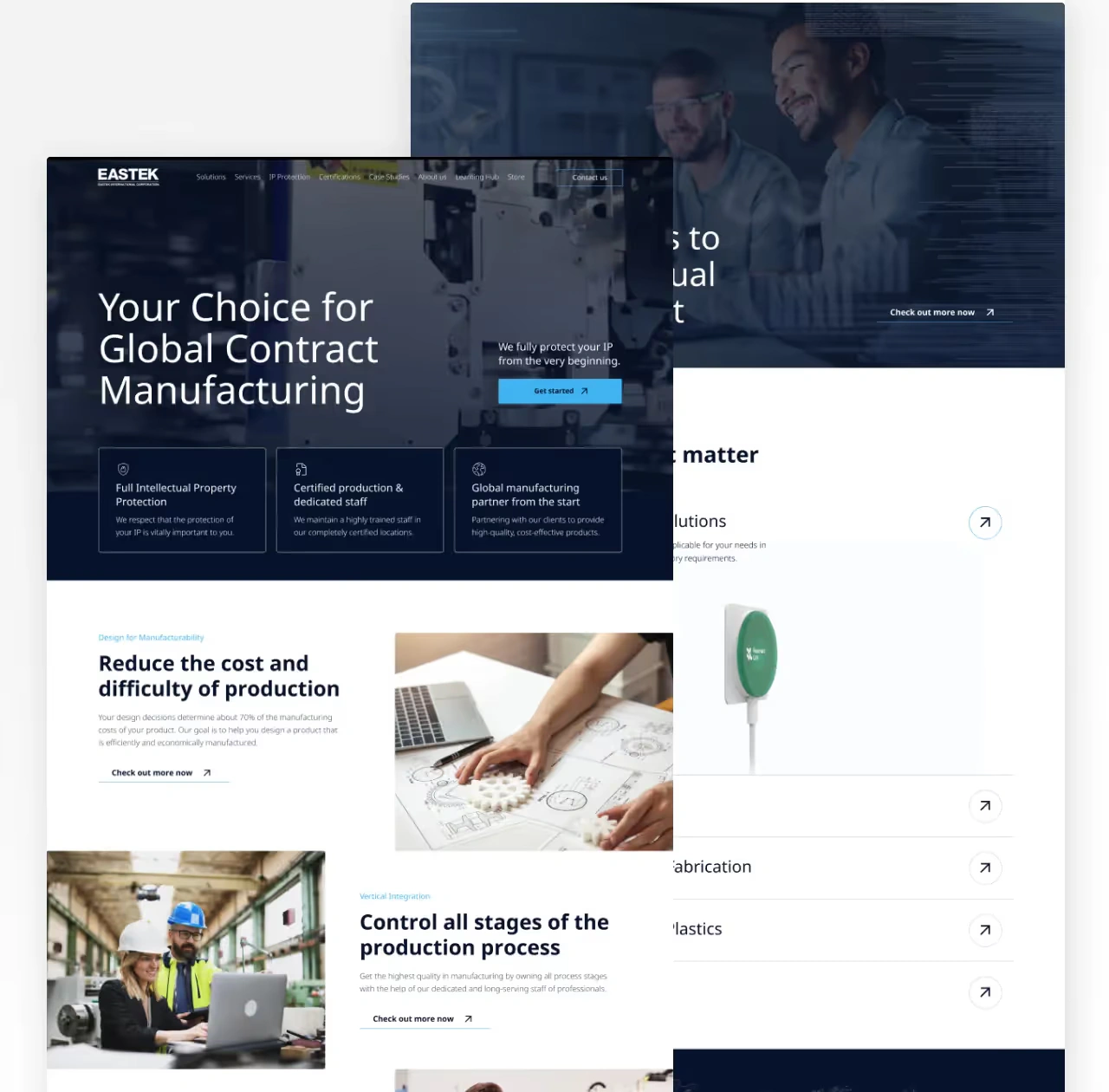 Eastek website homepage