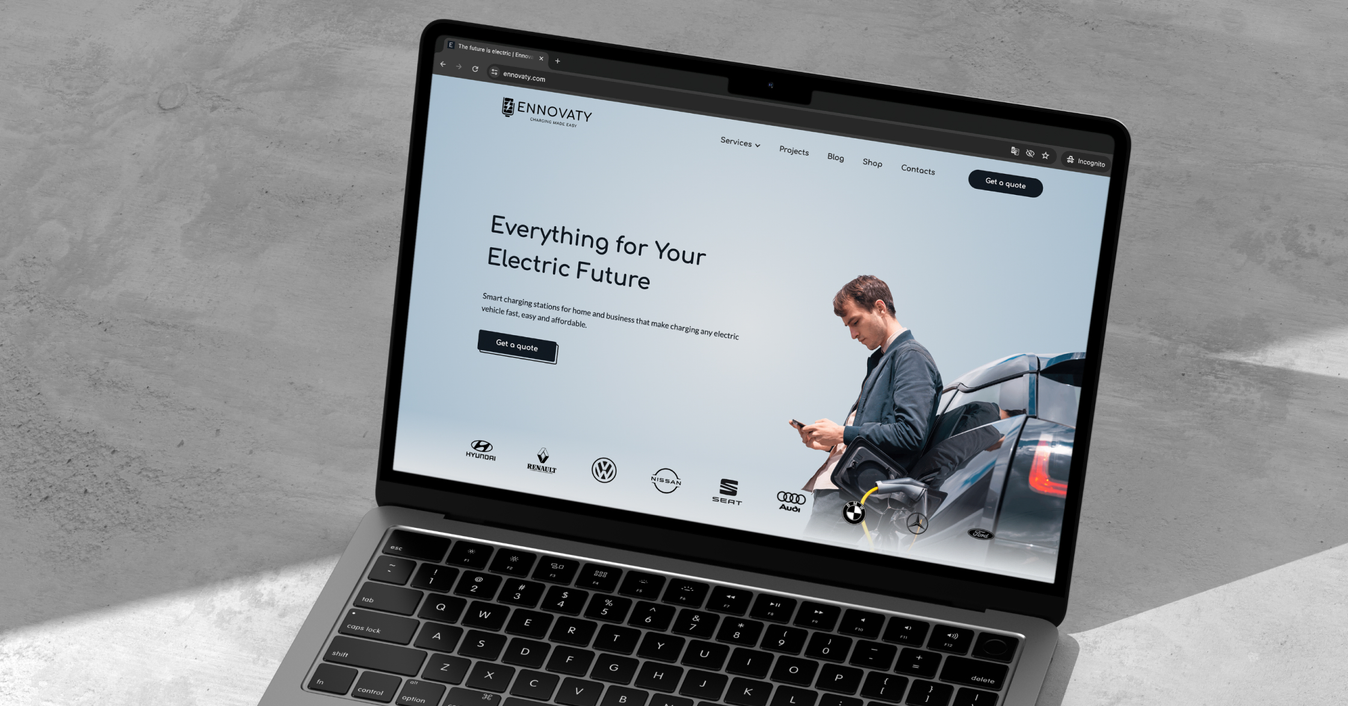 The Ennovaty website on a laptop