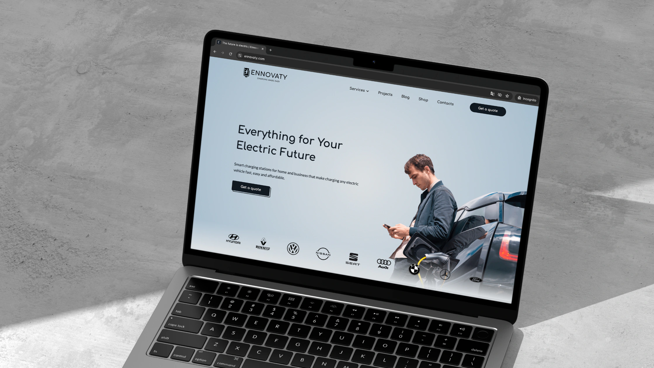 The Ennovaty website on a laptop
