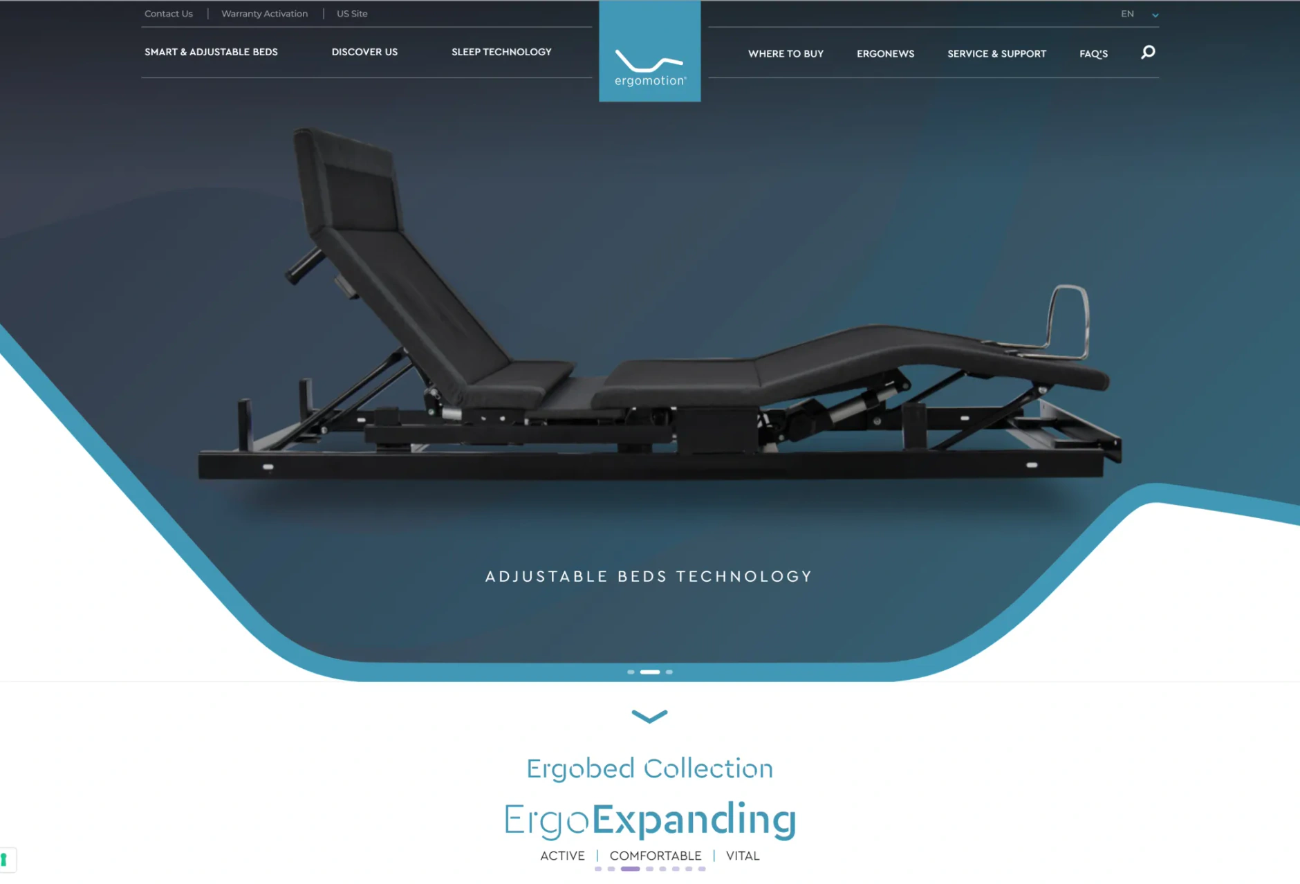 The Ergomotion website before the redesign