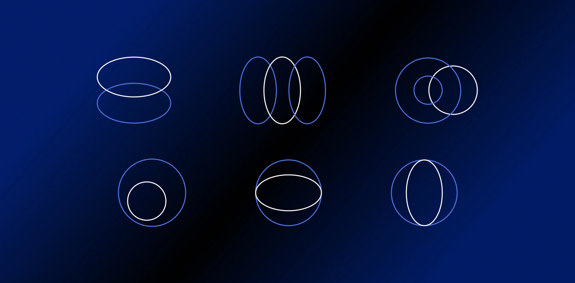 The FCS outline icon set: six ring-based forms used across the service and securitisation pages