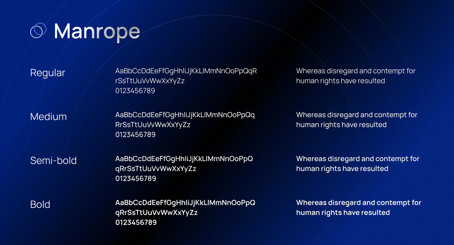 FCS typography: Manrope in Regular, Medium, Semi-bold and Bold