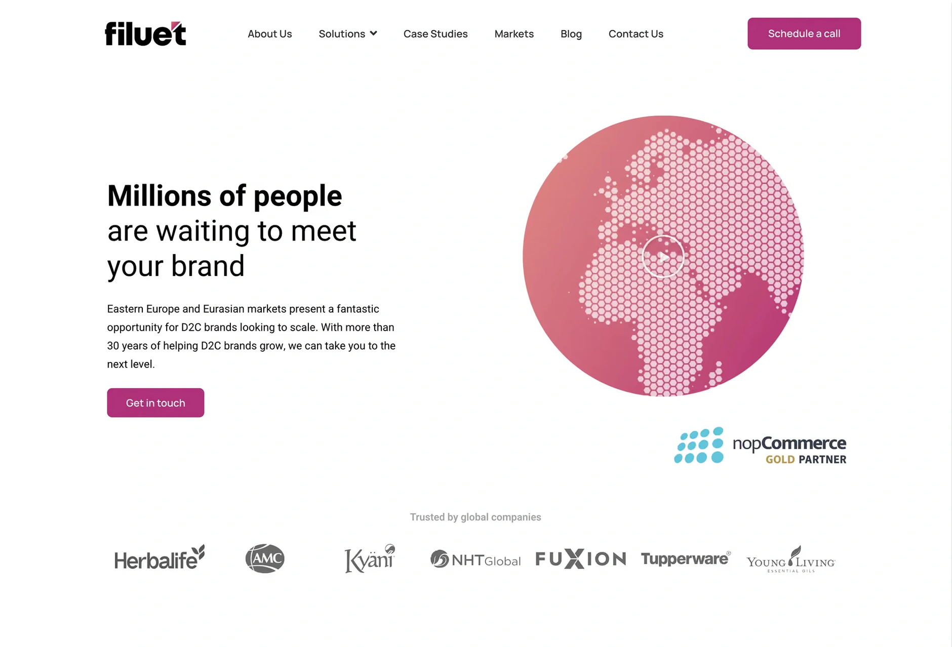 The Filuet website before the redesign