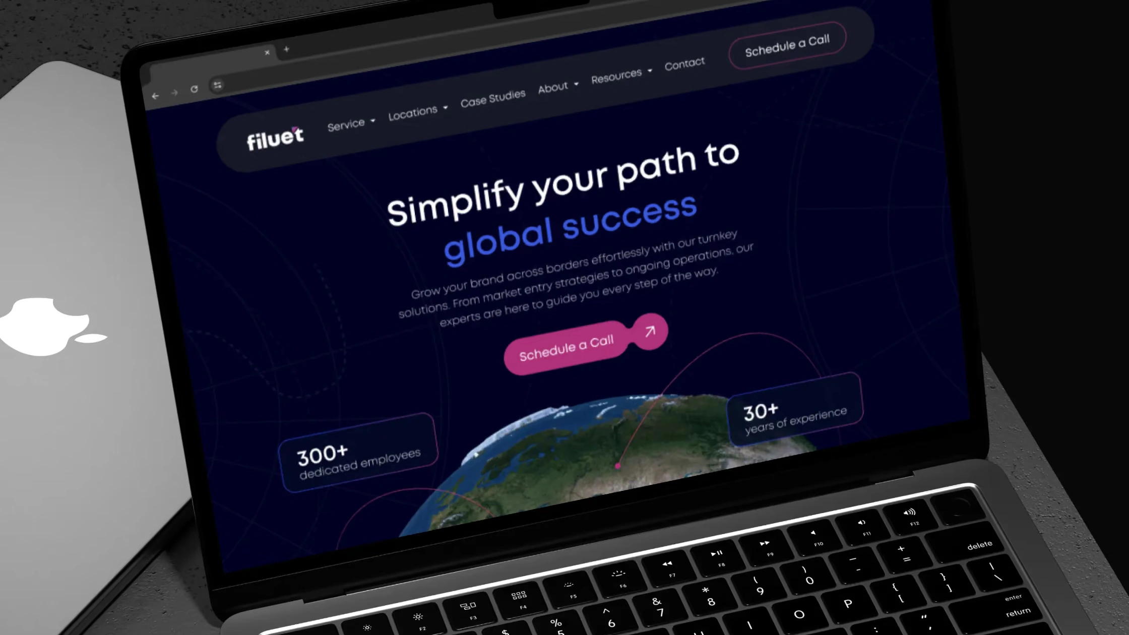 The Filuet website on a laptop