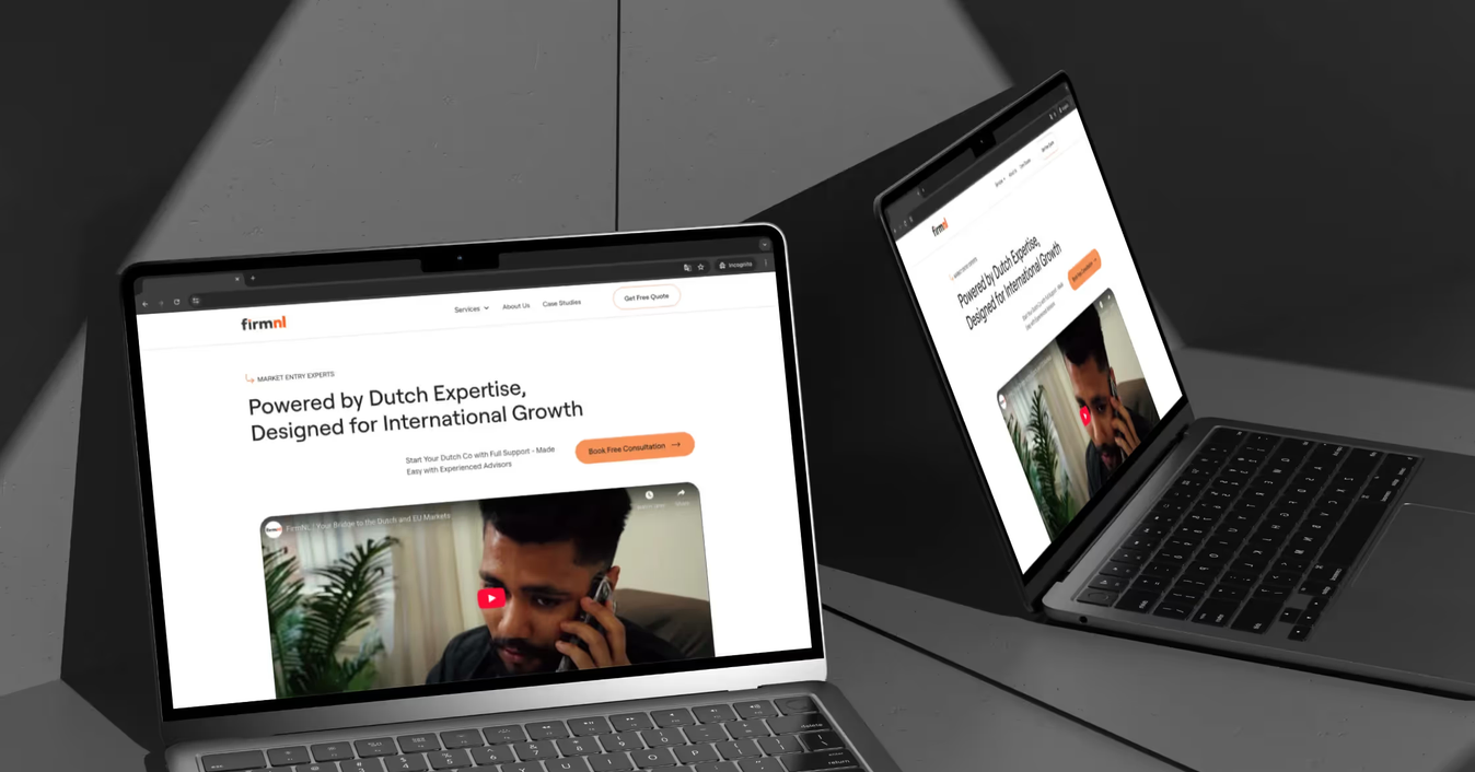 The FirmNL website on a laptop
