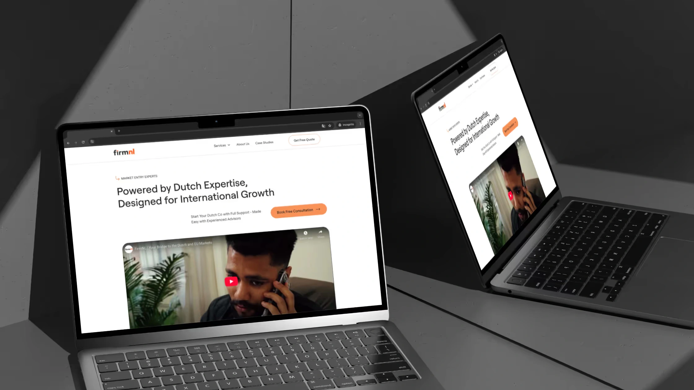 The FirmNL website on a laptop