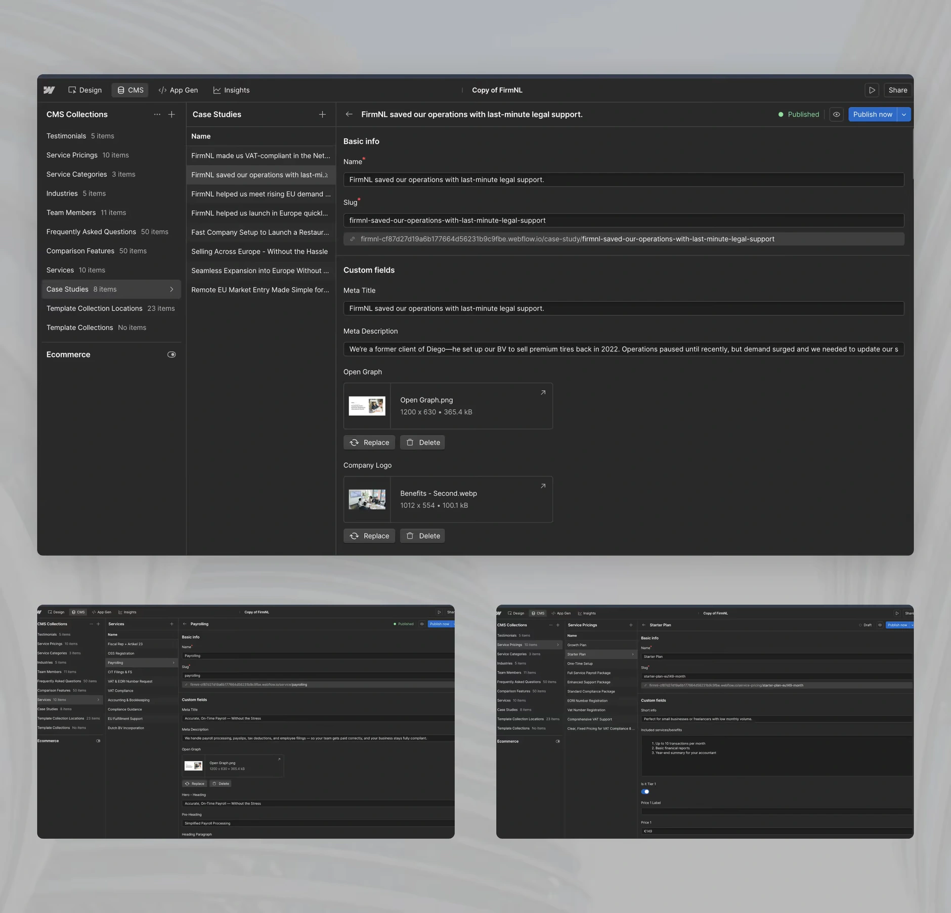 FirmNL Webflow Development Screenshots Mockup