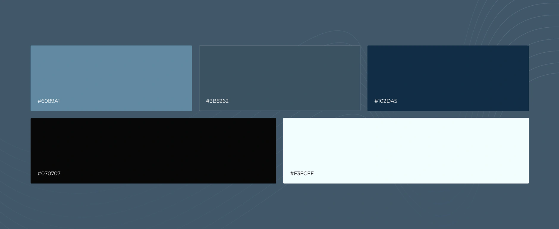 Kovent Klima brand colour palette of five swatches with hex values, from steel blue and navy to black and off-white