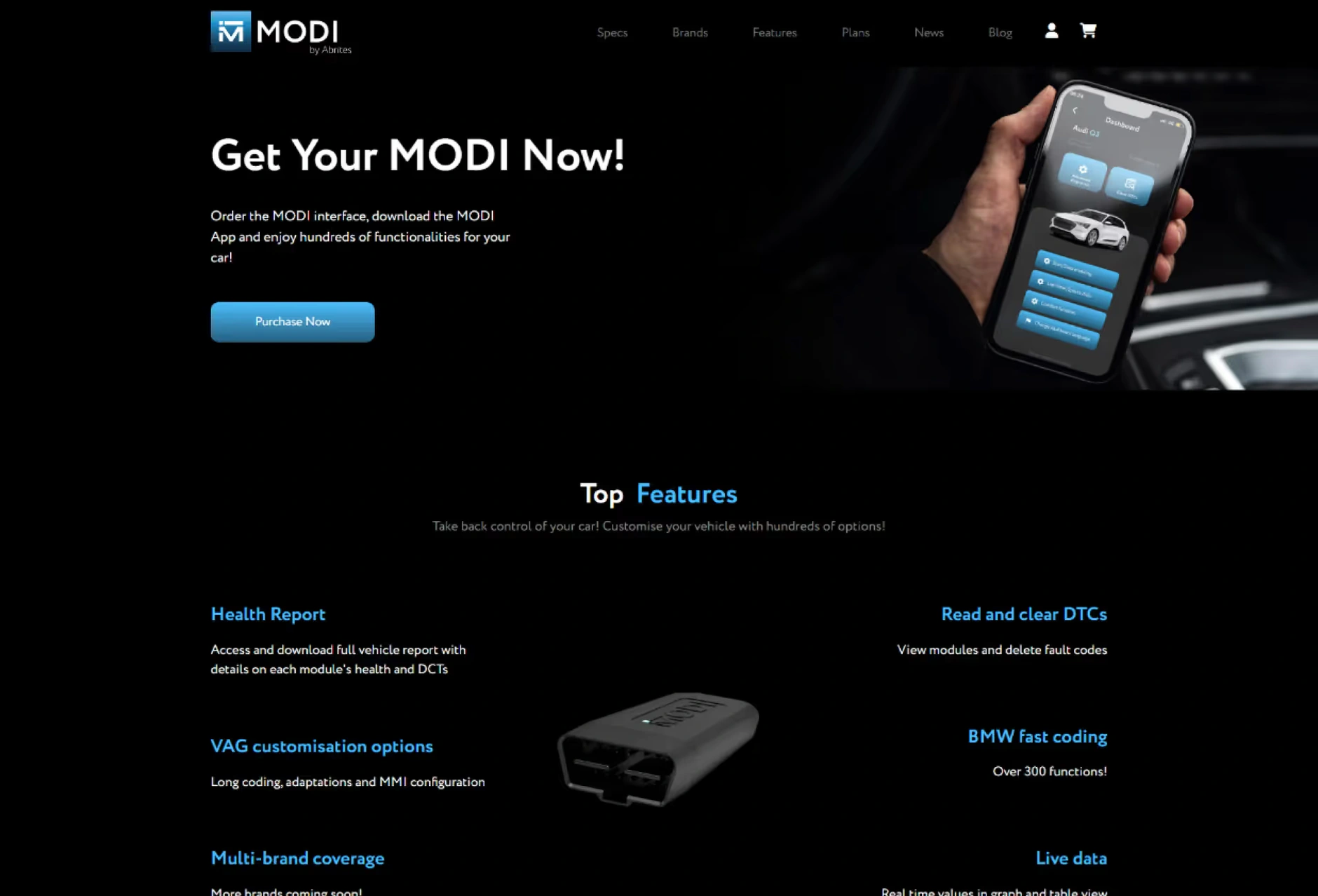 The Modi website before the redesign