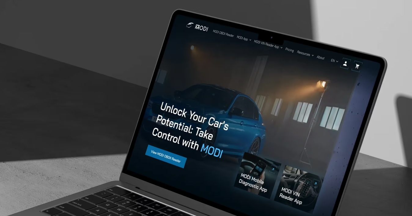 The Modi website on a laptop
