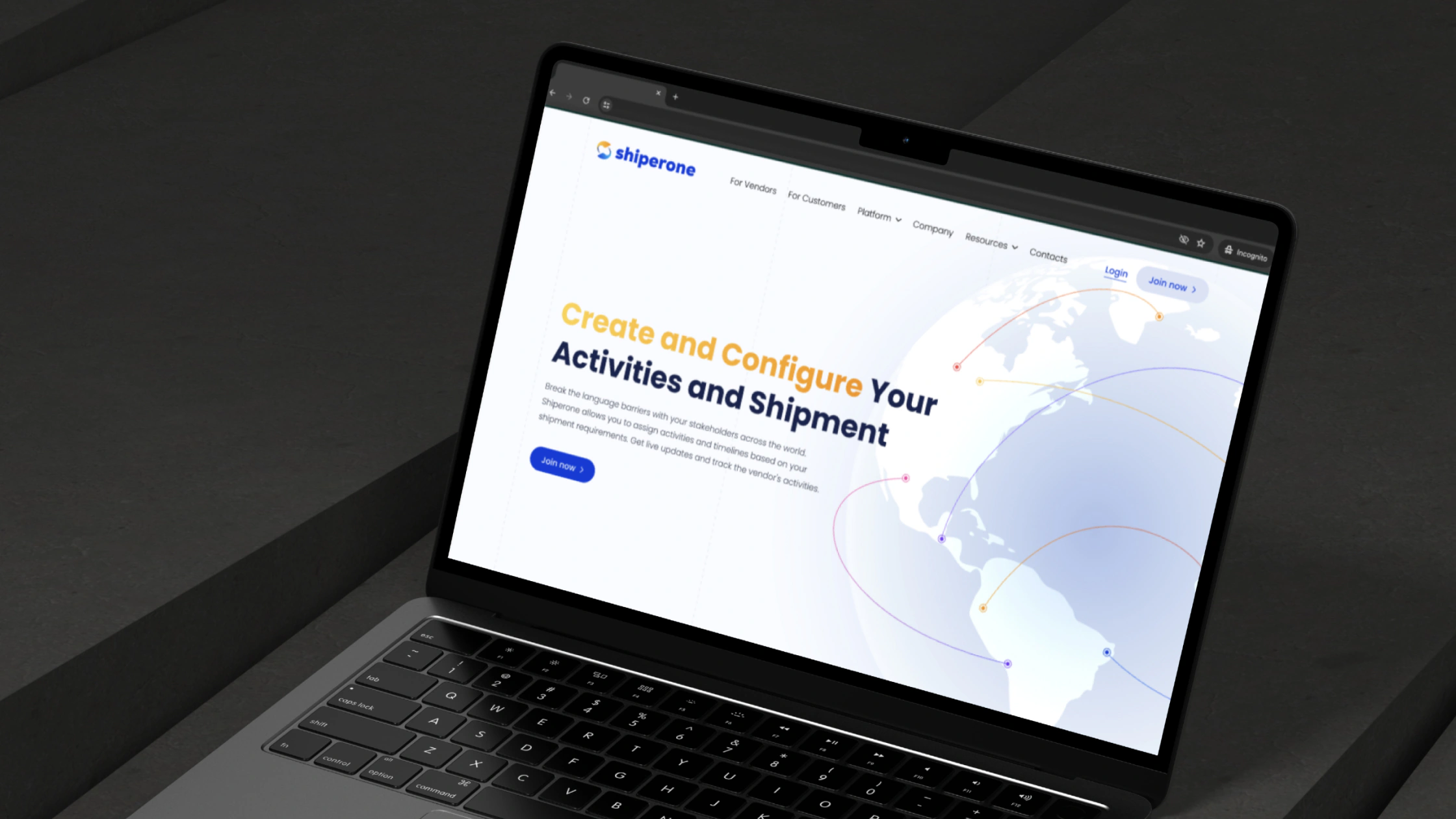 The Shiperone website on a laptop