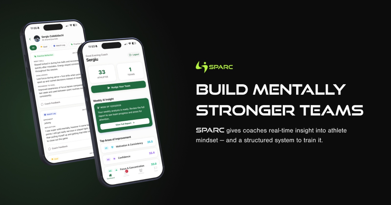 The SPARC Sports website, a tennis mental training platform for athletes and coaches