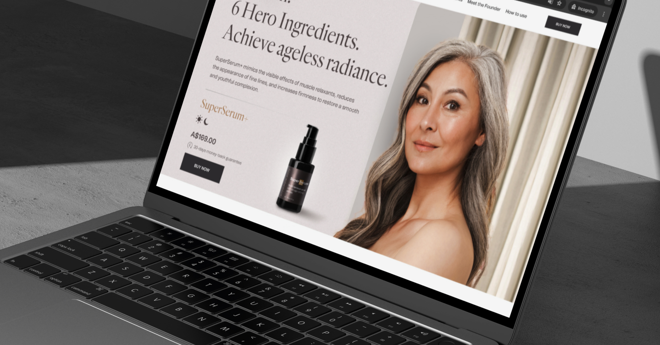 The Synergie Skin website on a laptop