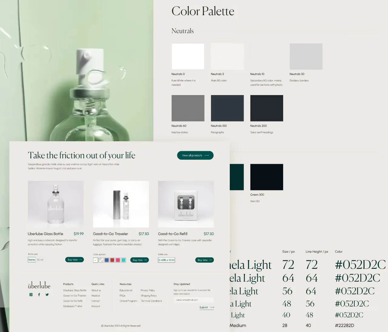 Überlube website colour palettes