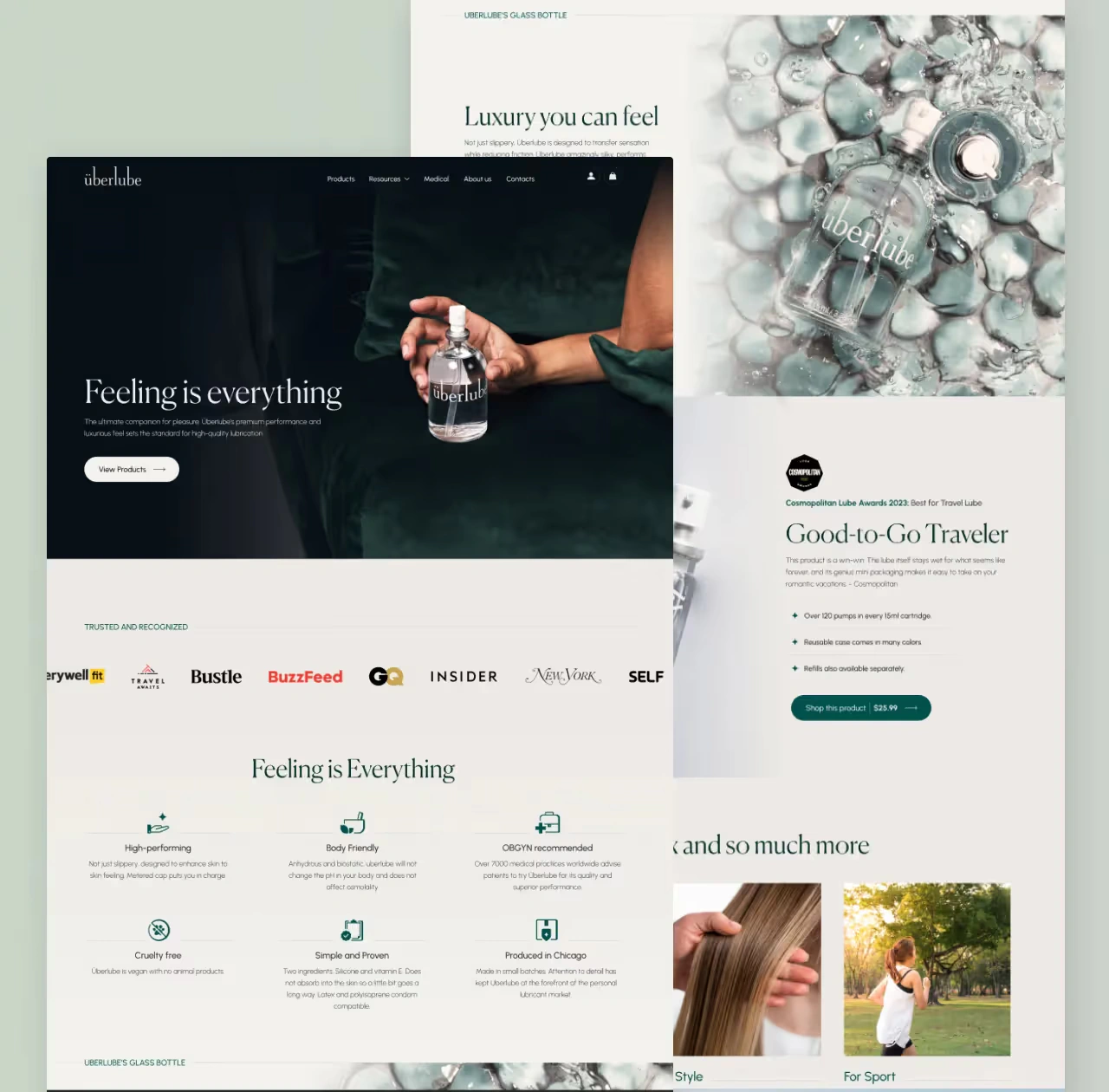The Überlube website homepage design