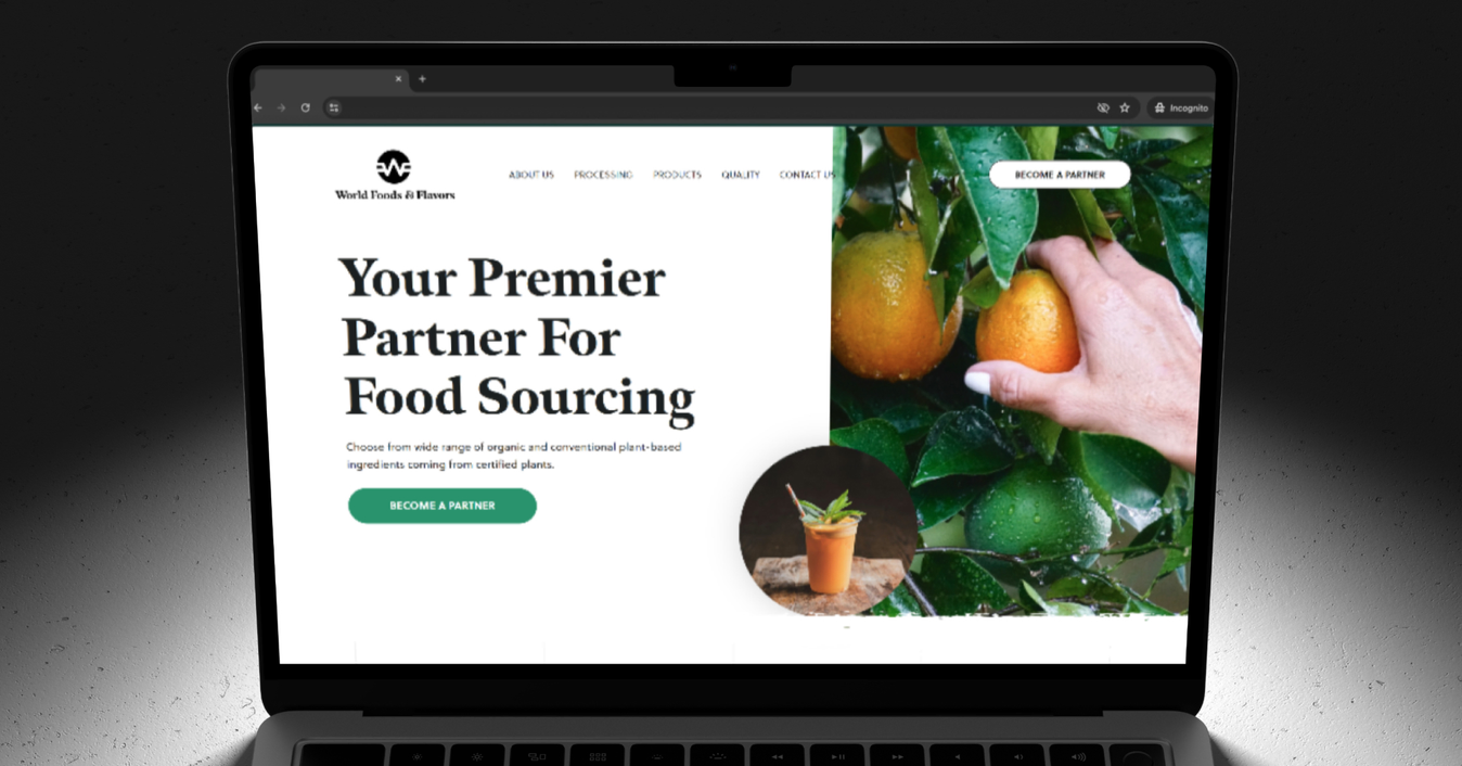 The World Foods And Flavors website on a laptop