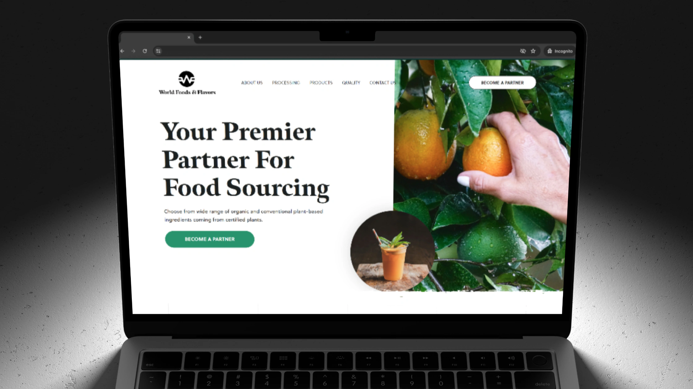 The World Foods And Flavors website on a laptop