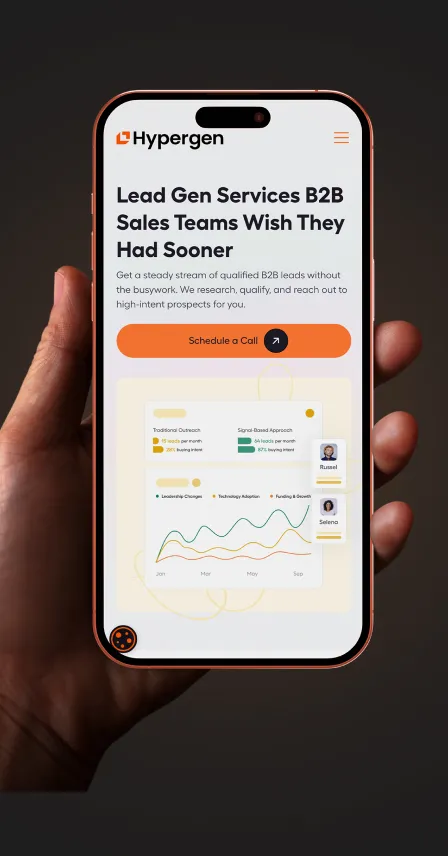 The Hypergen website on a phone