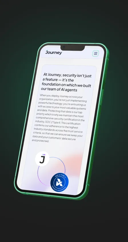 The The Journey Platform website on a phone