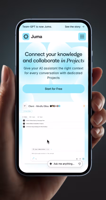 The Juma website on a phone