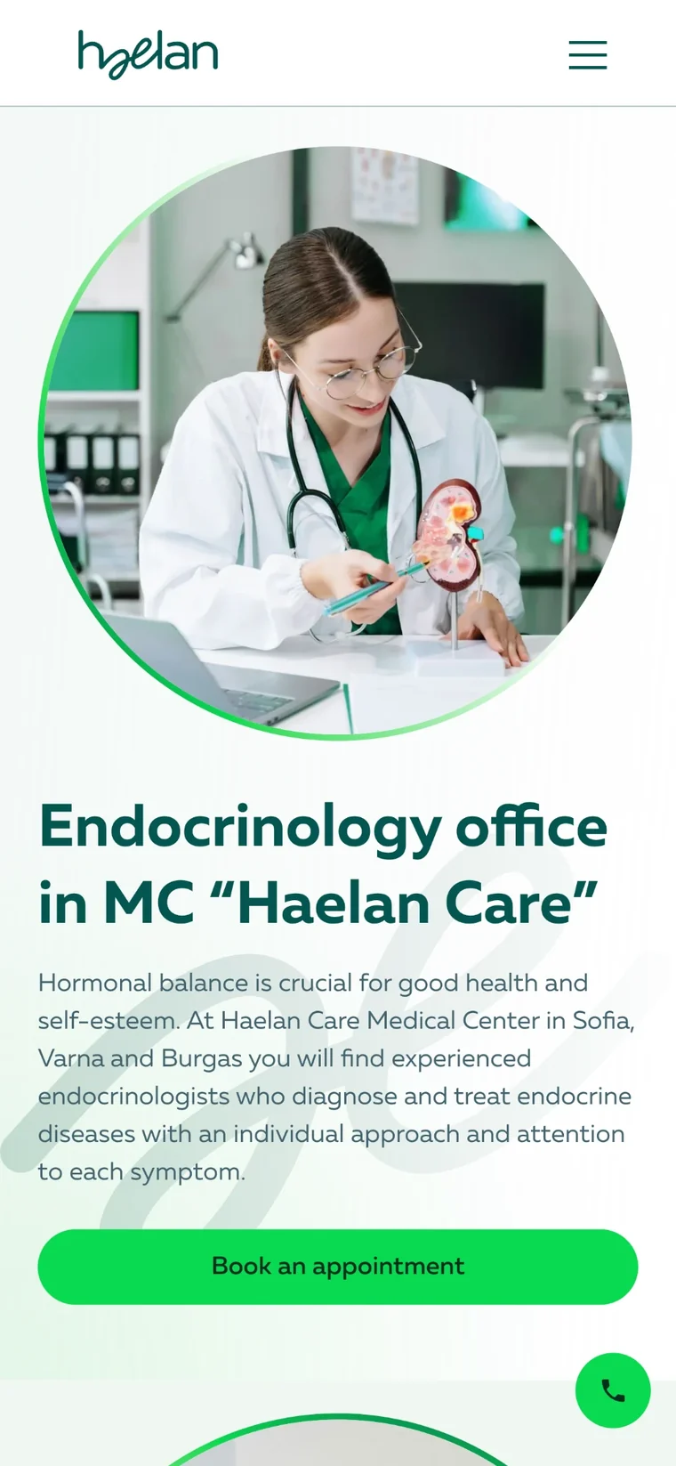 The Haelan Care medical centre site we built, on a phone