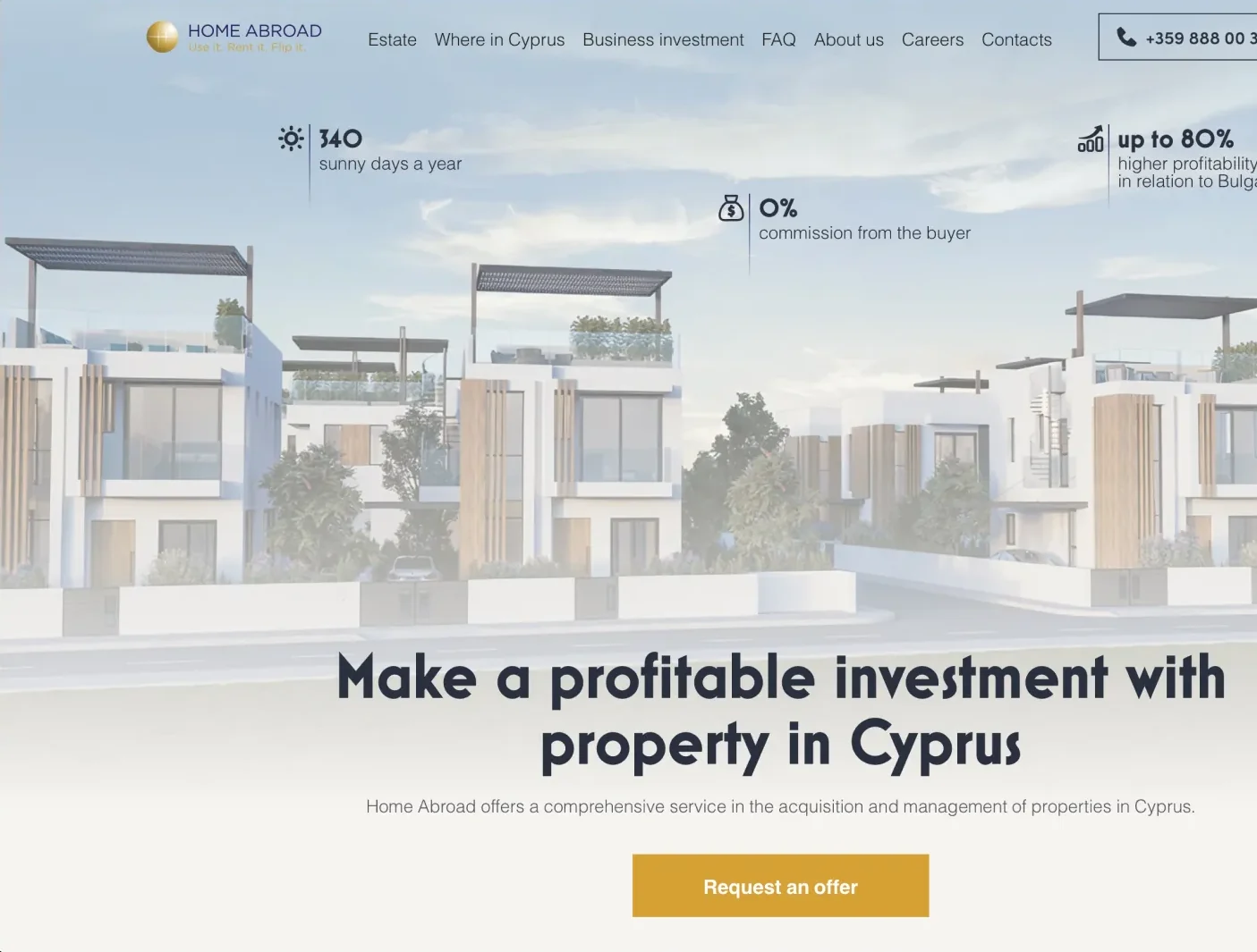 The Home Abroad property investment website we designed and built in Webflow