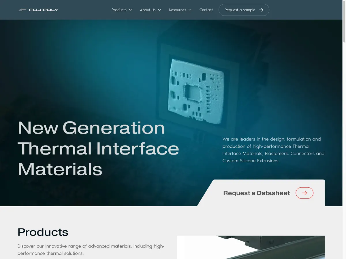 The Fujipoly Europe homepage we designed and built in Webflow