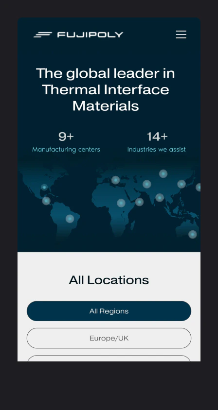 The Fujipoly website on a phone